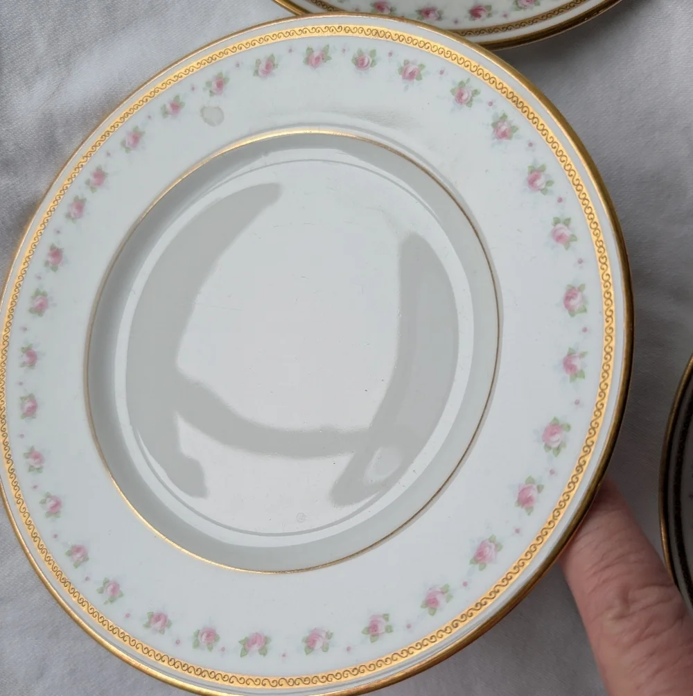 Limoges W.M. Guerin France Pink Floral Gold Detail Porcelain Plates Vintage - 4